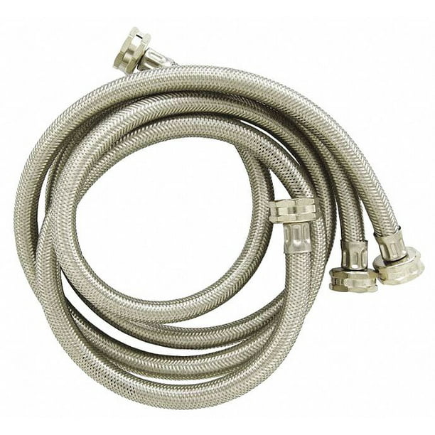 2pk 4' Stainless Steel Washing Machine Braided Fill Hoses Hot Cold OEM Universal